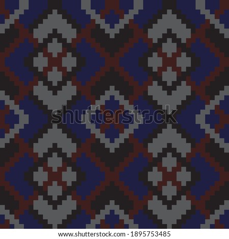 Blue Argyle, diamond shape seamless pattern background suitable for fashion textile, knitwear, graphics
