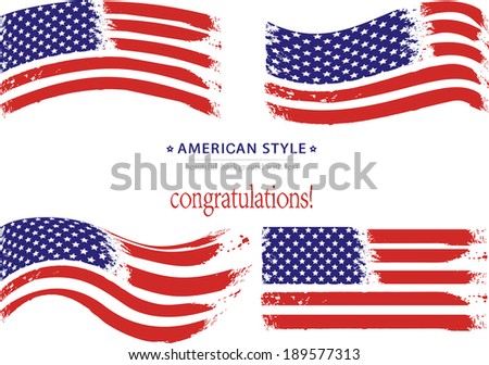 Independence Day grungy wave in American national flag colors. Vector illustration 8 eps.