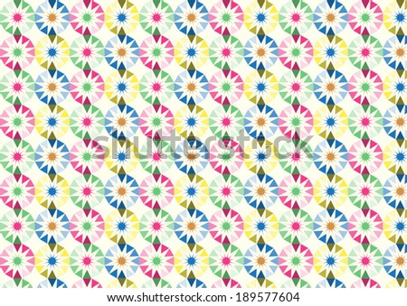 Triangle ball and star pattern on light yellow background. 