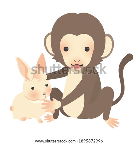 The monkey that pats the rabbit's head