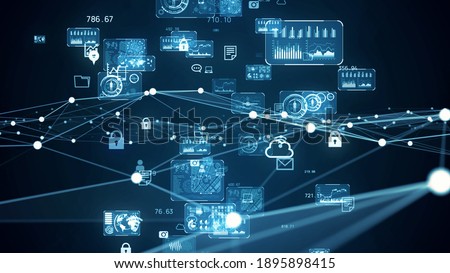 Communication network concept. GUI (Graphical User Interface). Royalty-Free Stock Photo #1895898415