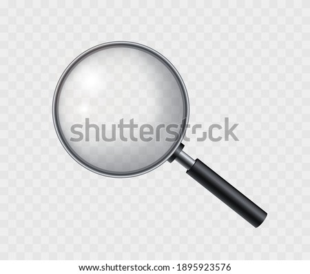 Realistic magnifying glass. Magnifying tool with shadow. Loupe for magnify on a transparent background. Royalty-Free Stock Photo #1895923576