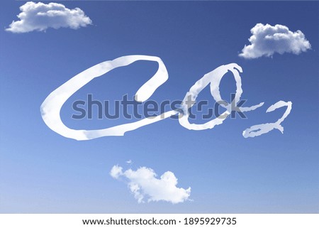 Symbol image: "CO2" lettering on a blue sky