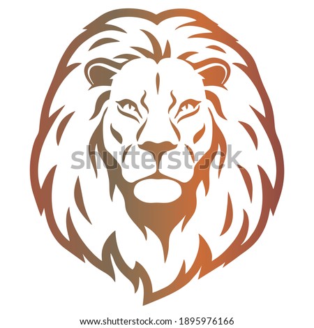 Lion Head Vector Illustration. Brown Nuanced Lion Head Isolated On White Background. Head Of The Lion Logo Template