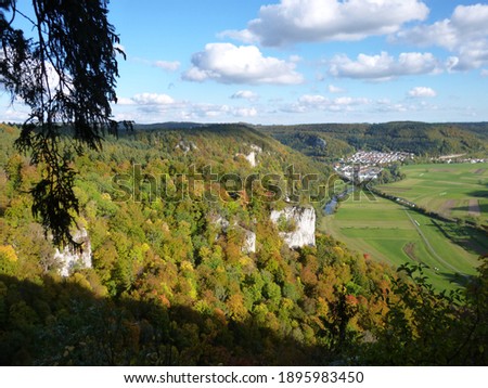 view in the danube valley in autumn and view on fridingen donau