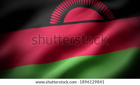 close up waving flag of Malawi. flag symbols of Malawi.