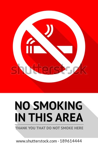 Label No smoking sticker, flat vector illustration