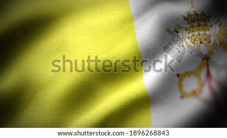 close up waving flag of Vatican. flag symbols of Vatican.