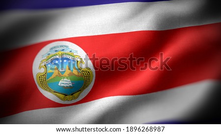 close up waving flag of Costa Rica. flag symbols of Costa Rica.