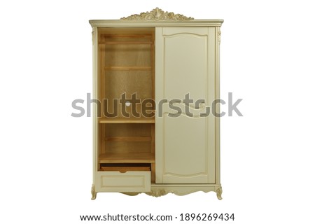 large beige wardrobe with two doors Royalty-Free Stock Photo #1896269434