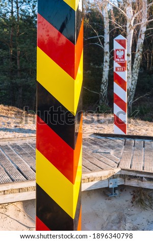 Border posts. German Polish land crossing between the countries of the European Union
