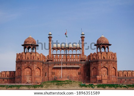 India travel tourism background - Red Fort (Lal Qila) Delhi - World Heritage Site. Delhi, India