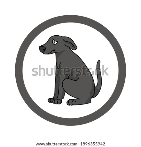Cute cartoon Greyhound in circle puppy vector clipart. Pedigree kennel doggie breed for kennel club. Purebred domestic dog training for pet parlor. Illustration mascot. Isolated canine. 