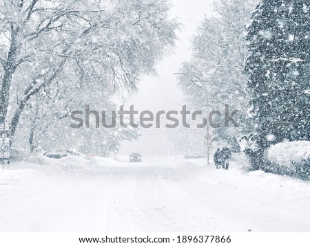 Snow Storm in Montreal on 16 Jan, 2021 Royalty-Free Stock Photo #1896377866