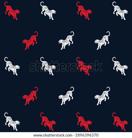 Illustration pattern tiger with colors and background for fashion design or other products