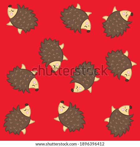 Illustration pattern cute hedgehog in style cartoon with background for fashion design or other products
