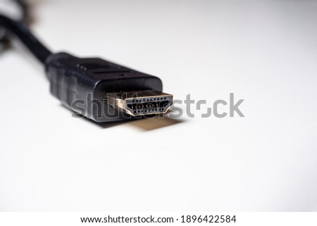 HDMI cable on a white background, copy space