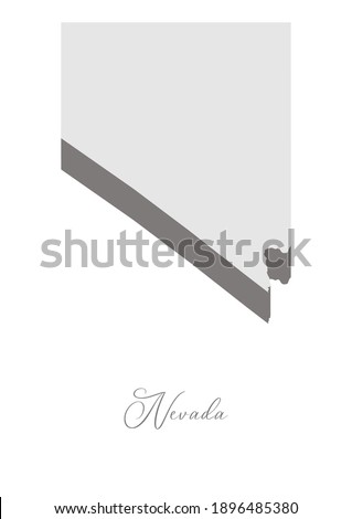 3D Vector map of  Nevada with handwritten name of the state. State name can be removed or edited. State map isolated on white. Appropriate for digital editing and prints of all sizes.