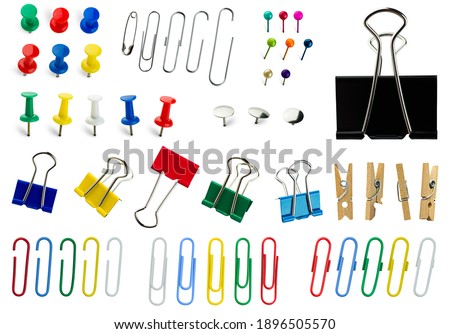 collection of stationery on isolated white background. various office supplies Royalty-Free Stock Photo #1896505570