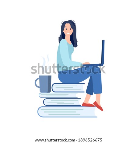 Education, Concept Blogging, Creative writing, Content management for web page, Banner, Presentation. Studying at the university. Student Vector illustration news, Flat, Copywriting, Seminars.