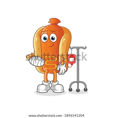 hot dog sick in IV illustration. character vector