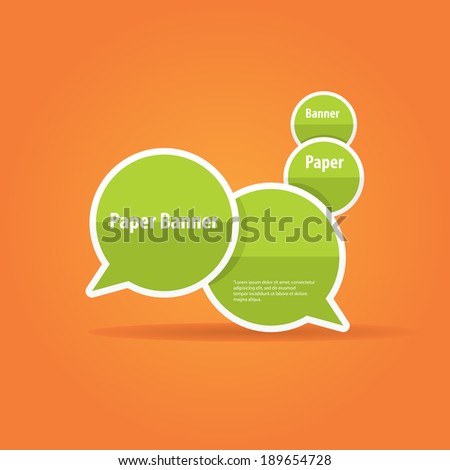 vector abstract green paper banner or speech bubble on stylish orange background