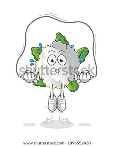 cauliflower jump rope exercise illustration. character vector