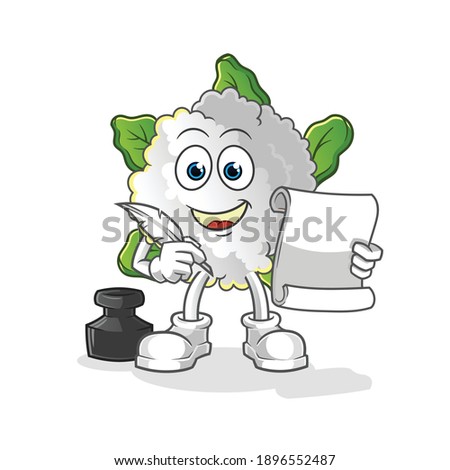 cauliflower writer vector. cartoon character