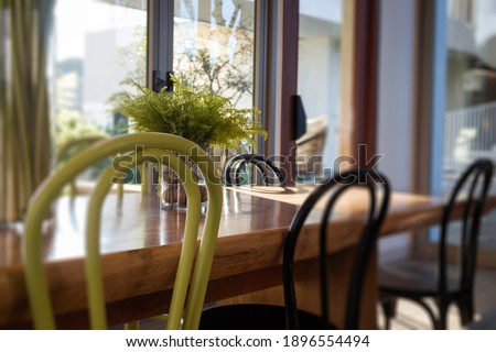 Relaxation green resort cafe and restaurant, stock photo
