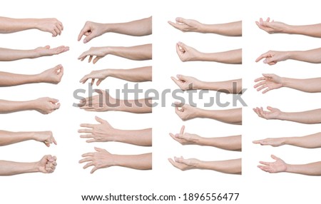 Multiple set of man hands gestures isolated on white background. with clipping path. Royalty-Free Stock Photo #1896556477