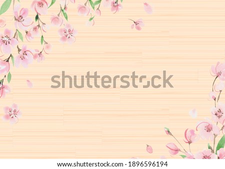 Natural wood grain and cherry blossom frame