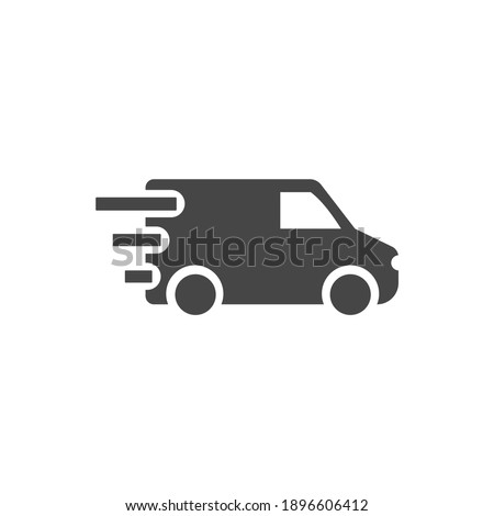 Delivery Car Icon Black and White Vector Graphic