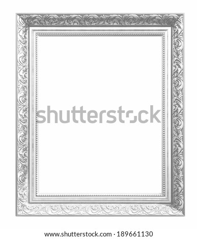 Silver picture  frame isolated on white background.