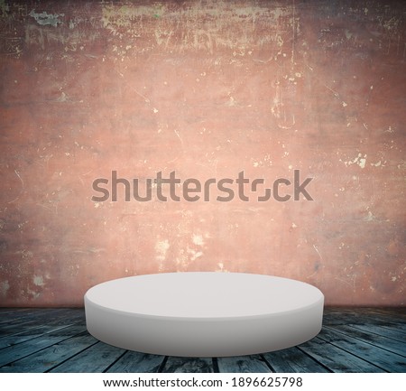 podium on floor, old interior concrete wall
