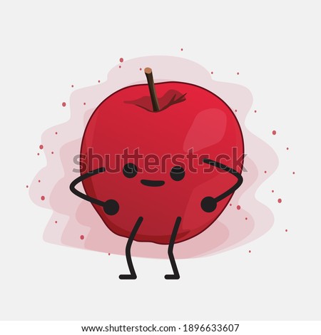 Cute Apple Vector Character Illustration on Isolated Background