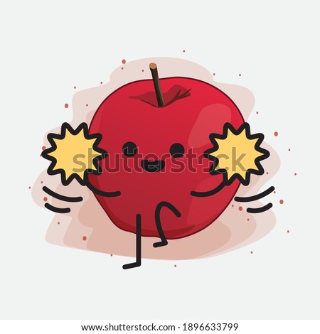 Cute Apple Vector Character Illustration on Isolated Background