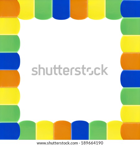 frame colorful  piano keys on white
