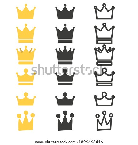 Set of Crown icons. Vector illustration in flat design