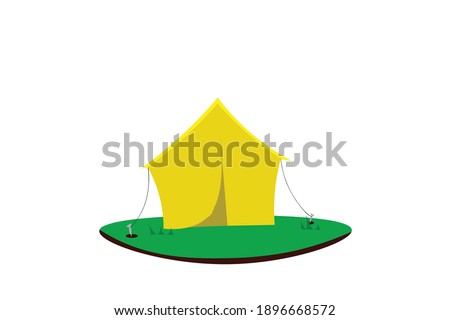 Camping Yellow Tent Vector Illustration