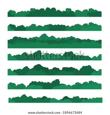 Bushes and vegetation in a cartoon style. Set for your design. Vector illustration in flat style. EPS10 Royalty-Free Stock Photo #1896673684