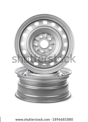 Steel car rims isolated on white background