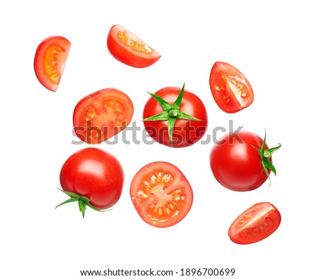 Set of fresh tomato isolated on white background Royalty-Free Stock Photo #1896700699
