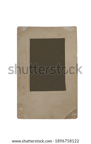 empty mock up, old photographic paper on vintage paper with edging track for inner side on white background, concept family tree, genealogy, memories