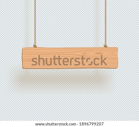 Wooden Sign 1 Line Title Banner Plain 3d Hanging From Rope Royalty-Free Stock Photo #1896799207