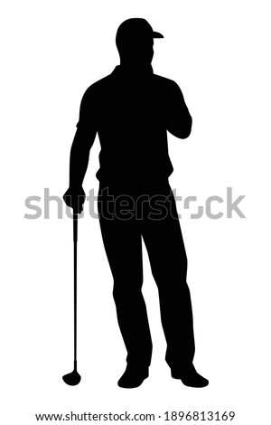 Golf player silhouette vector on white background, 