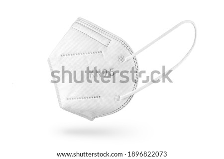 KN95 FFP2 Face mask isolated on white background. Personal protective equipment against coronavirus Covid-19 Royalty-Free Stock Photo #1896822073