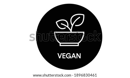 Vector Isolated Illustration of a Vegan Food Bowl. Black and White Vegan Food Bowl Icon