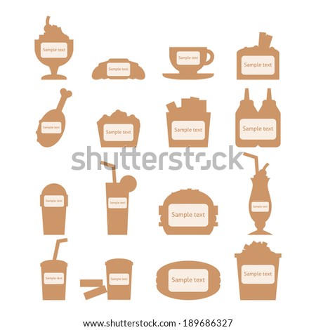 Set of fast food icons with place for sample text for design