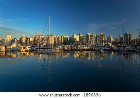 Panoramic view of Vancouver harbor and Stanley Park. More with keyword group14g
