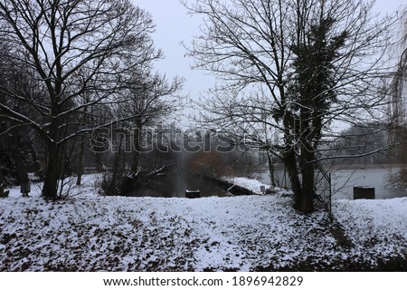 River landscape in the snow